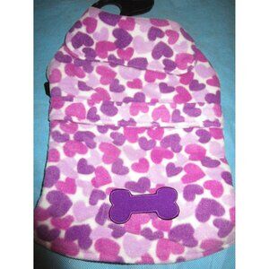 NWT East Side Collection Heart Fleece Purple Dog Puppy Coat Small Medium